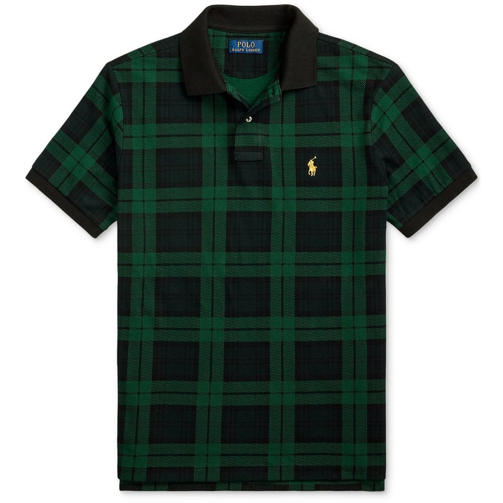 Polo by Ralph Lauren Black and Green Checkered Polo Shirt